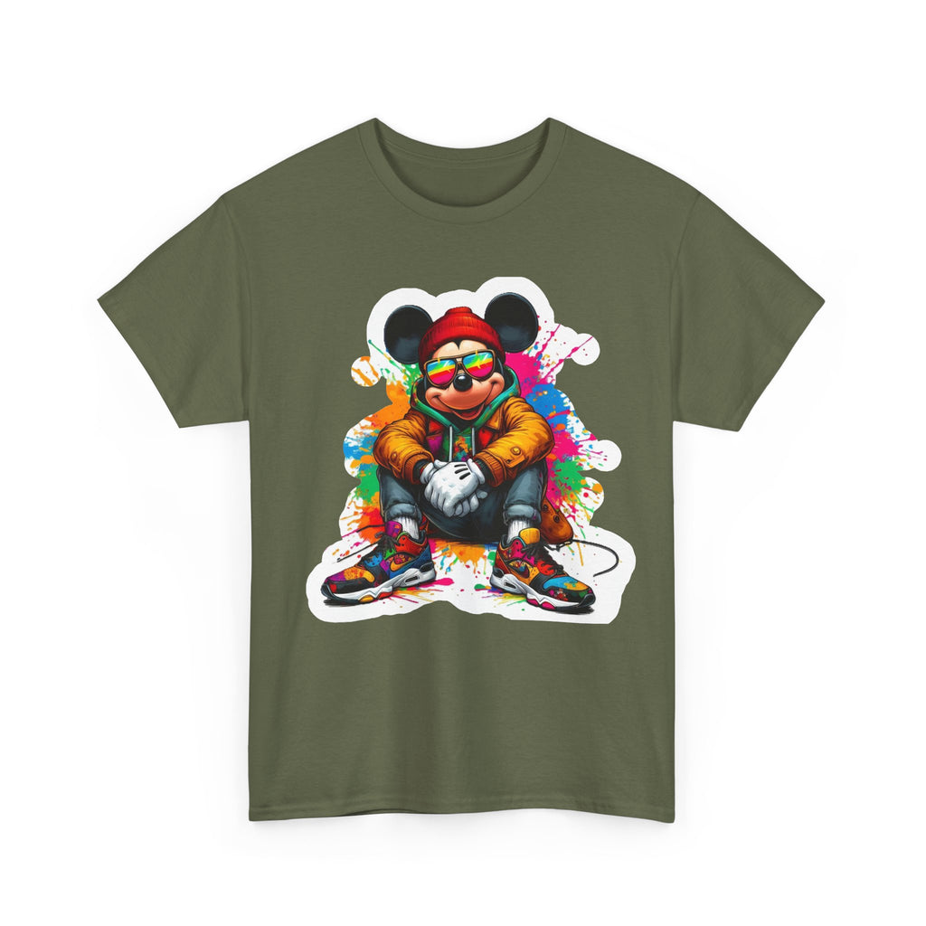Streetwear Mouse Graphic Tee — Colorful Urban Hip-Hop Cartoon Shirt