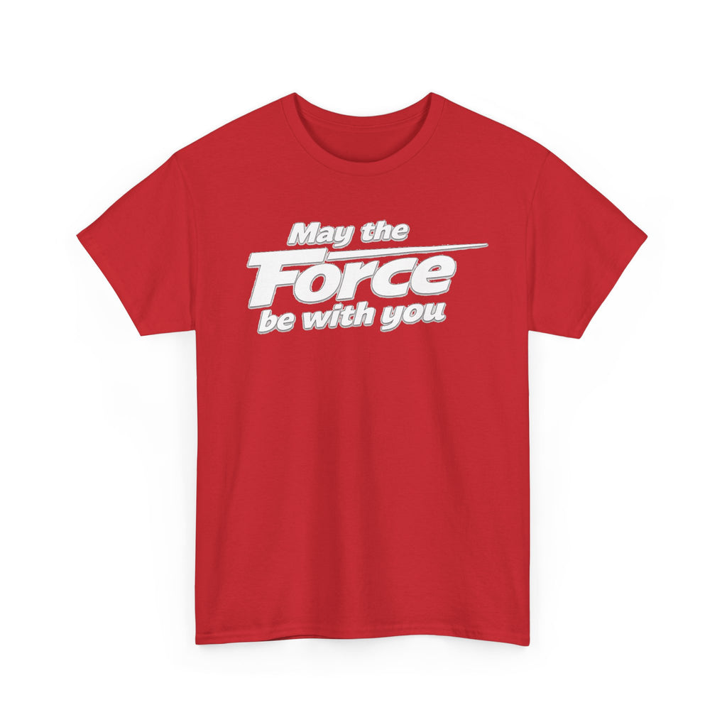 "May the Force Be With You" Retro Embossed Graphic T‑Shirt —