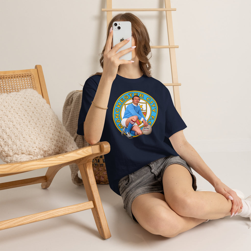 Mike Summerbee Manchester City Vintage Soccer Tee — Retro Player Crest Graphic