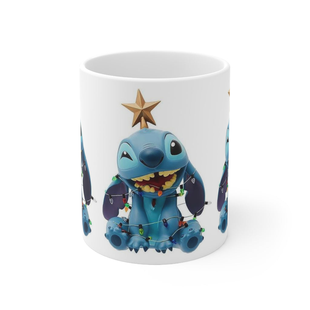 Stitch Holiday Mug — Cute Stitch with Tree Topper Christmas Coffee Cup (11oz & 15oz)