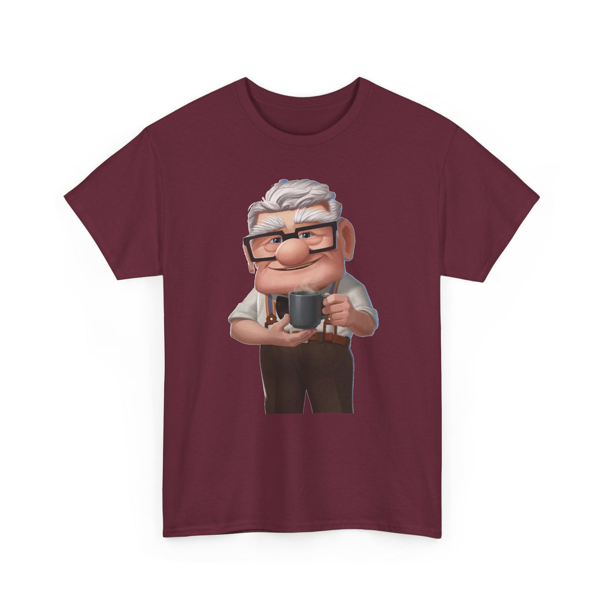 Disney Up Cartoon Grandpa Mug Graphic Tee - Cute Elderly Character T-Shirt