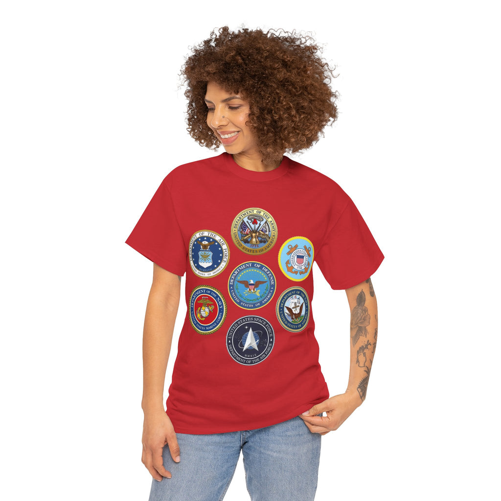 Military Branch Seals T-Shirt — Vintage US Armed Forces Emblems Tee