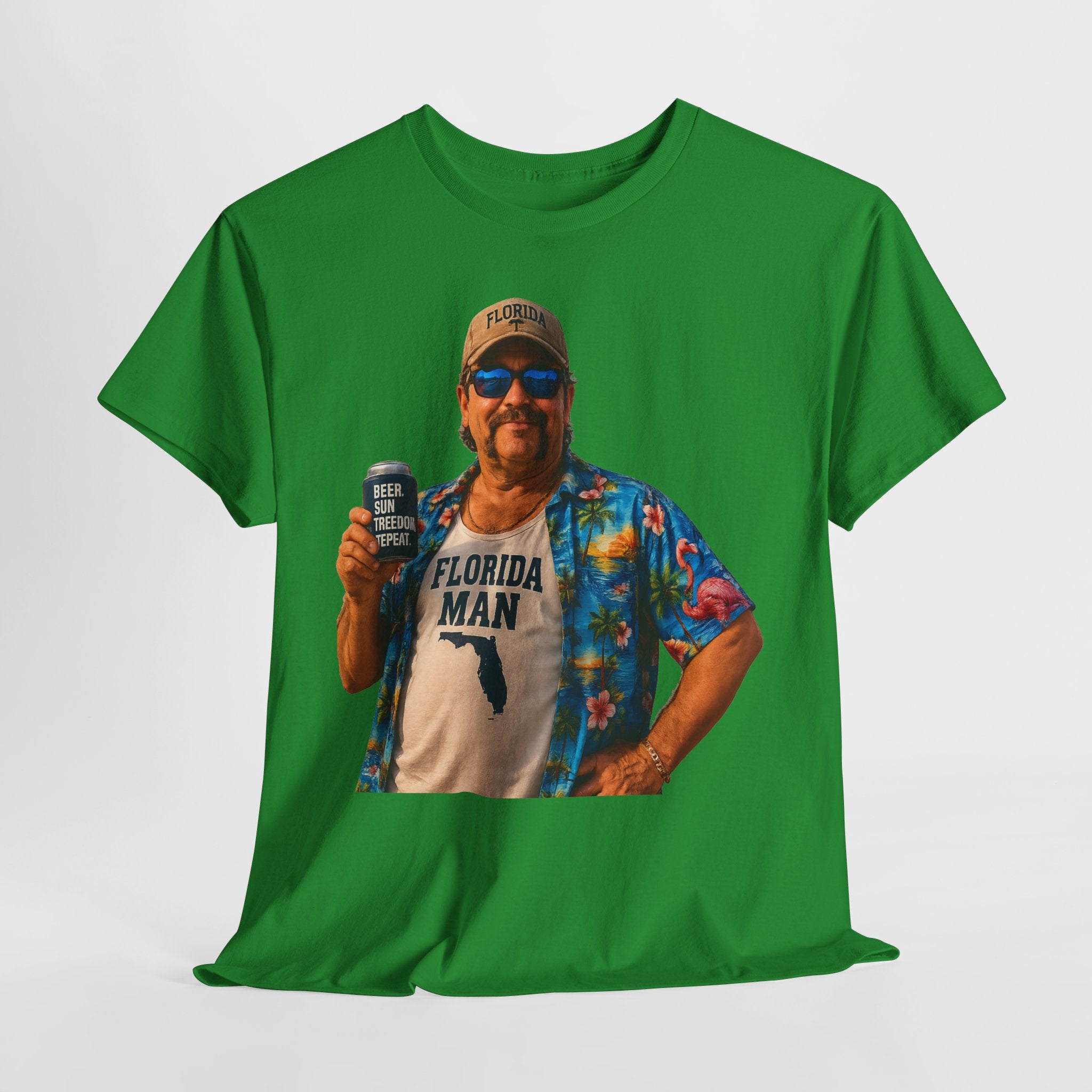 Florida Man Graphic Tee — Funny Vacation Shirt with Hawaiian Shirt Design