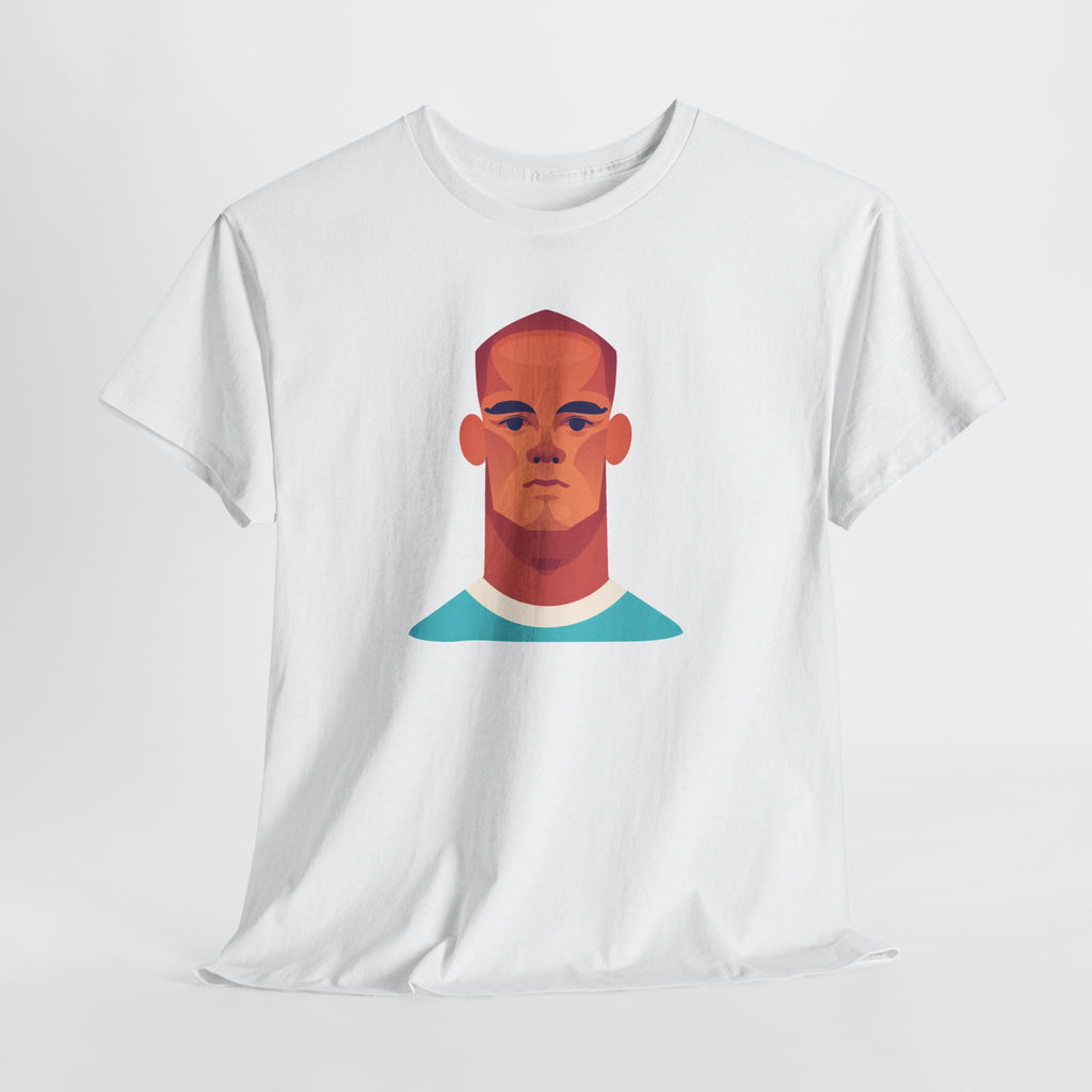Vinny Kompany Manchester City Legend Minimalist Portrait Tee — Bold Stylized Face Graphic T-Shirt