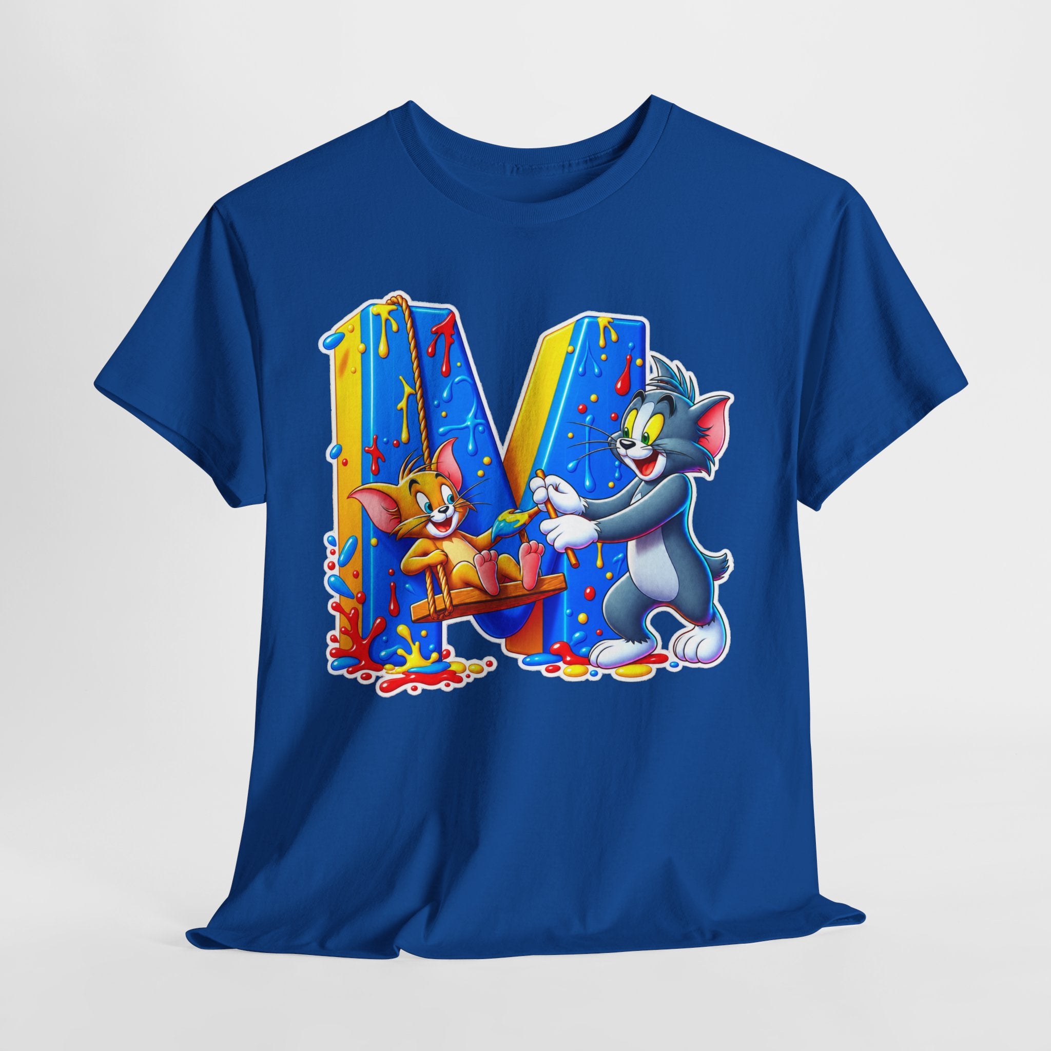 Tom & Jerry Letter M Cotton T-Shirt — Retro Cartoon Graphic Tee