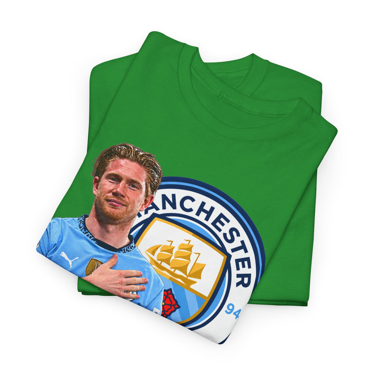 Kevin De Bruyne Manchester City Legend Cotton T-Shirt — Player Tribute Tee (Heart Badge Design)