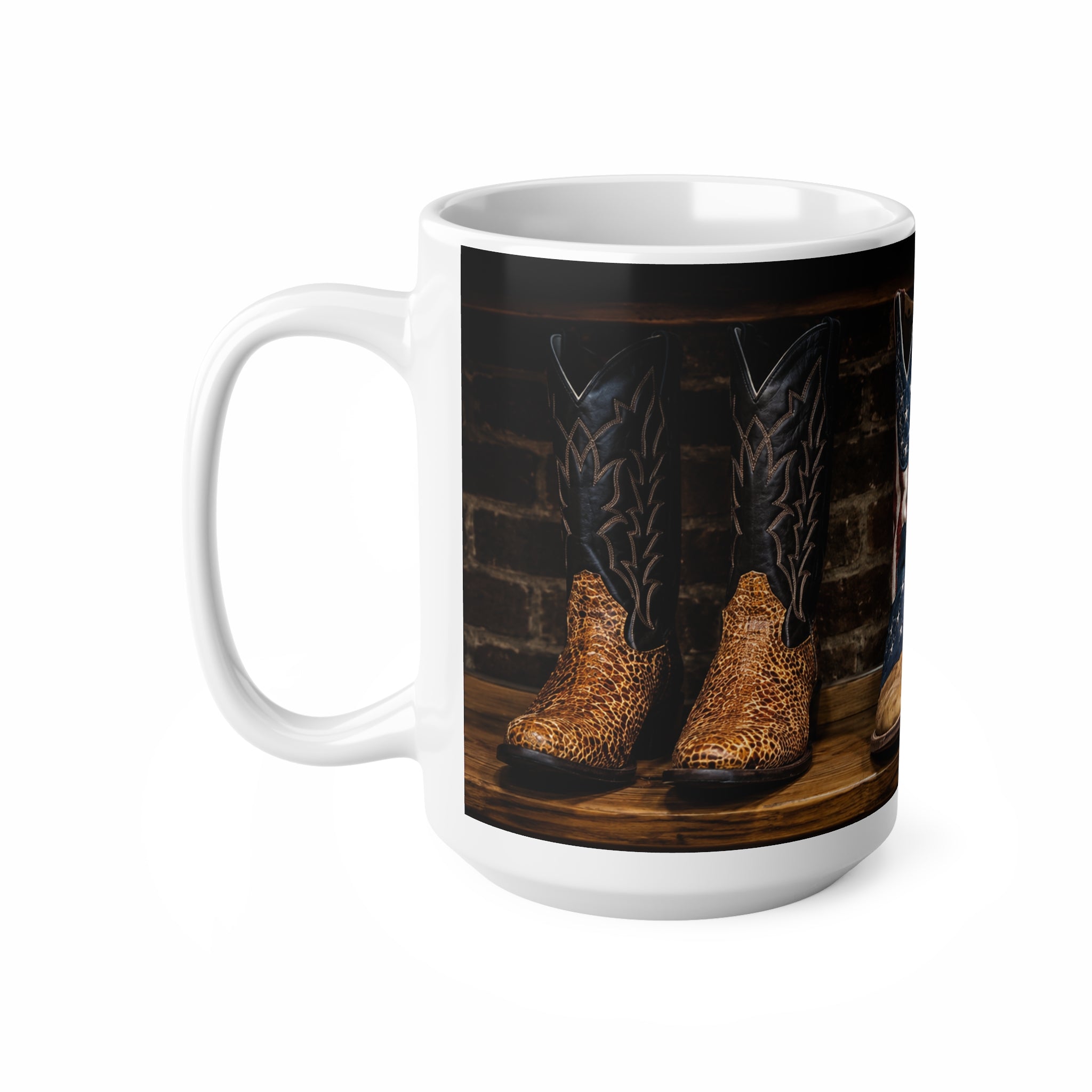 American Flag Cowboy Boots Ceramic Coffee Mug — 11oz & 15oz