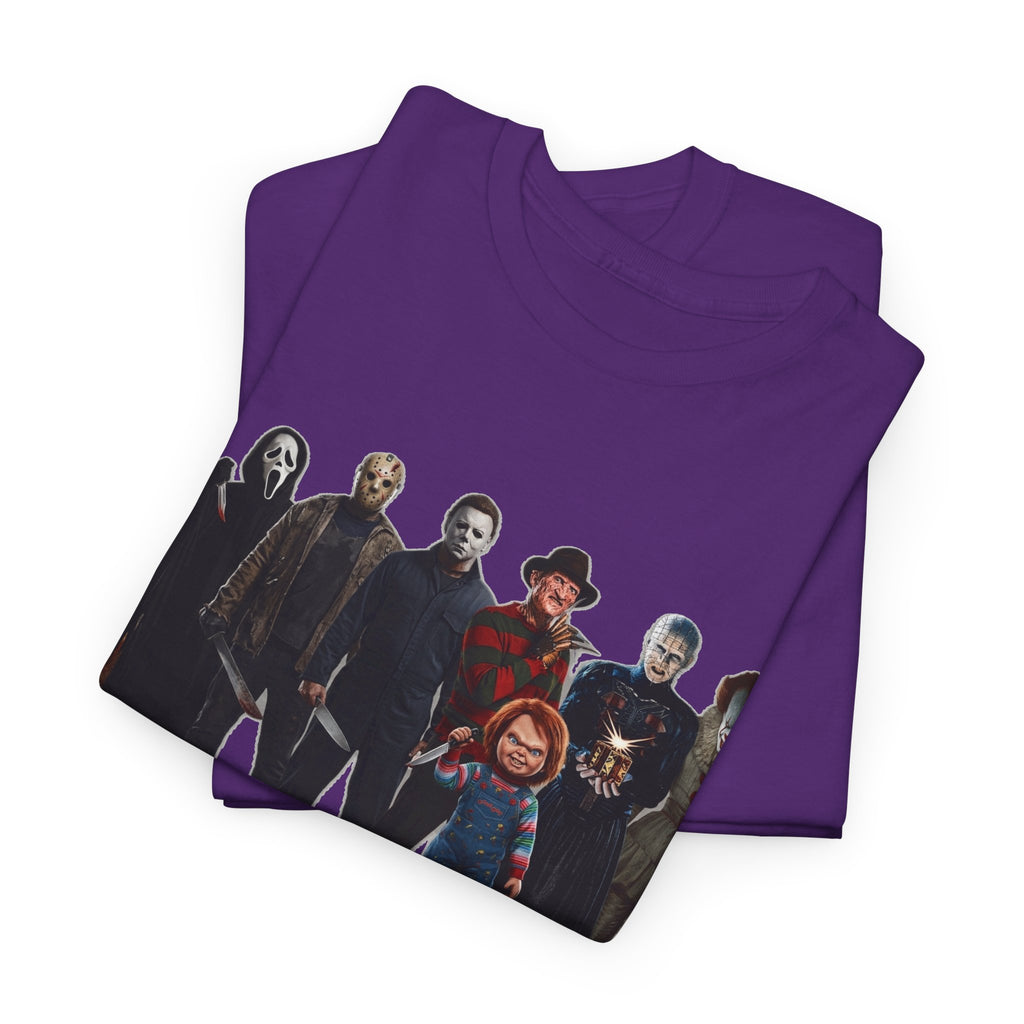 Horror Icons Collage T‑Shirt — Retro Movie Villains Graphic Tee