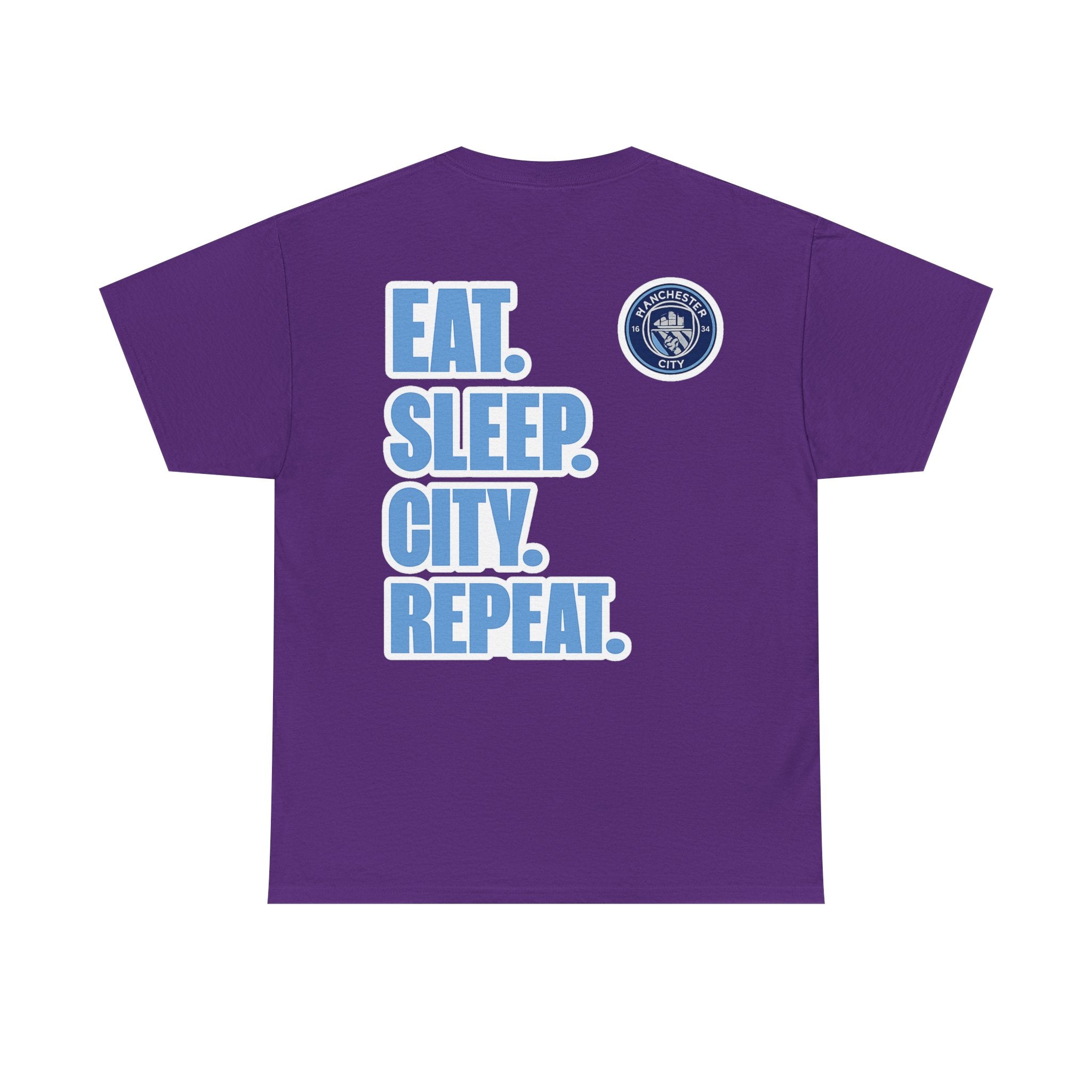 Manchester City T-Shirt – 'Eat. Sleep. City. Repeat.' Football Fan Tee
