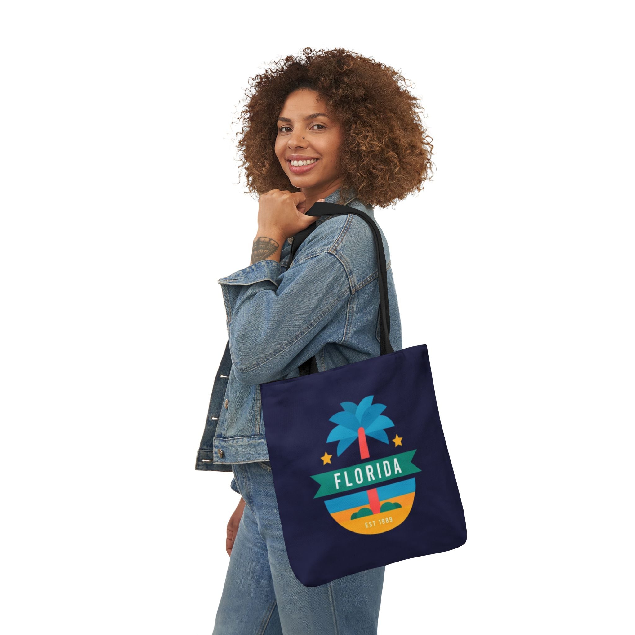Florida Palm Beach Canvas Tote Bag — Retro Sunshine Travel Tote