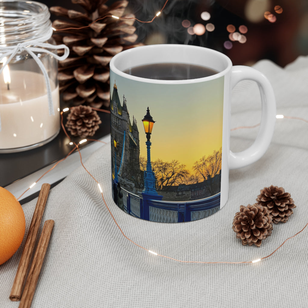 London Tower Bridge Photo Mug – Sunrise Cityscape Ceramic Coffee Cup (11oz, 15oz)