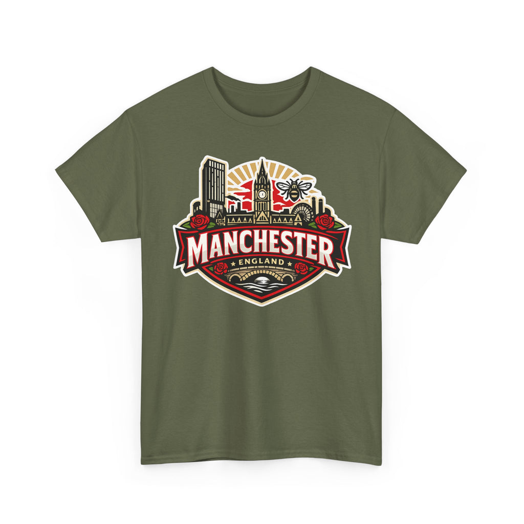 Manchester England Skyline T-Shirt — Vintage City Crest Tee