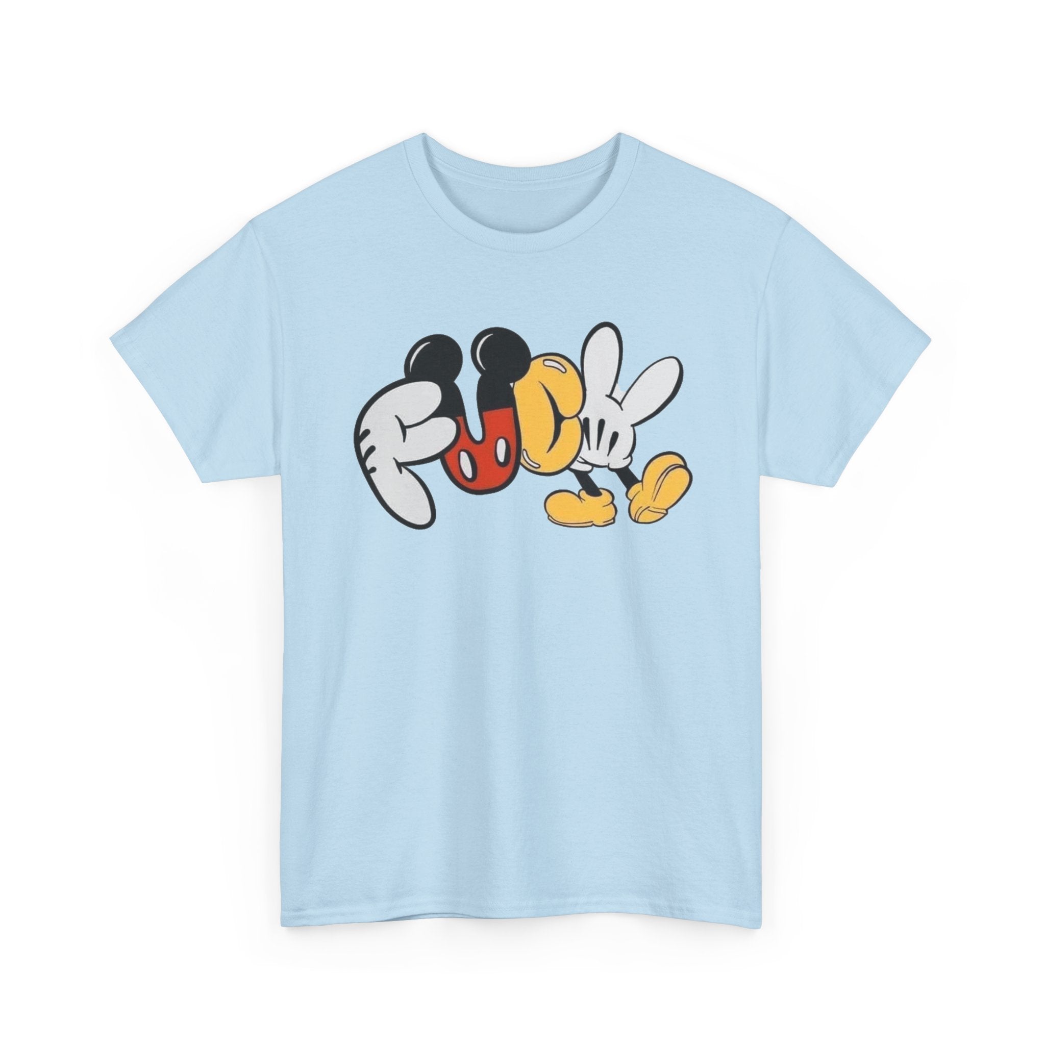 F**K Disney Graphic Tee — Playful Cartoon Hands & Shoes Design