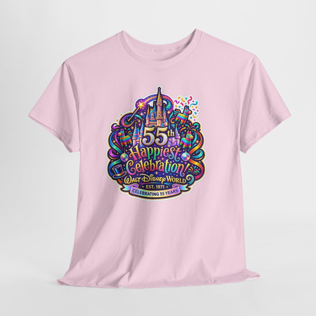 T-Shirt — "55th Happiest Celebration" Colorful Anniversary Castle Graphic Tee