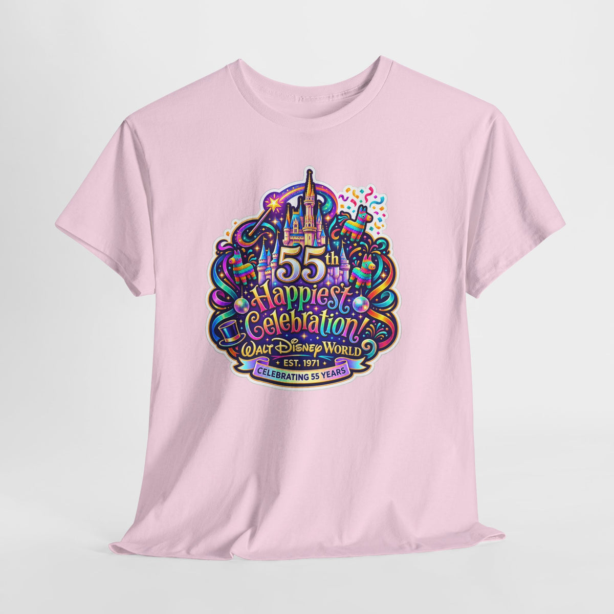 T-Shirt — "55th Happiest Celebration" Colorful Anniversary Castle Graphic Tee