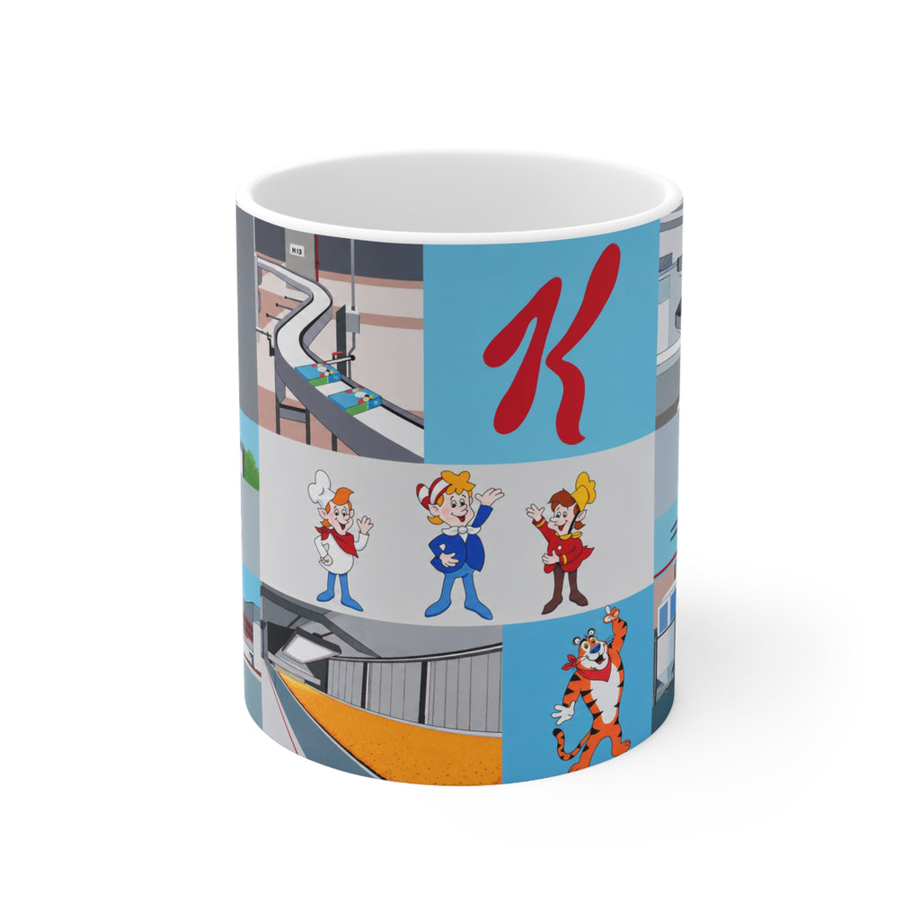 Kelloggs Trafford Park Cereal Mascot Collage Mug — 11oz & 15oz Ceramic Coffee Cup