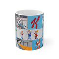 Kelloggs Trafford Park Cereal Mascot Collage Mug — 11oz & 15oz Ceramic Coffee Cup