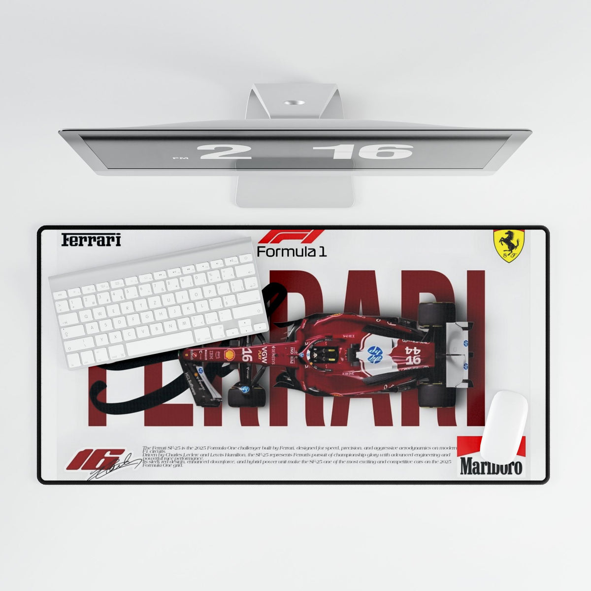 Ferrari Formula 1 Racing Desk Mat — Red F1 Car Graphic