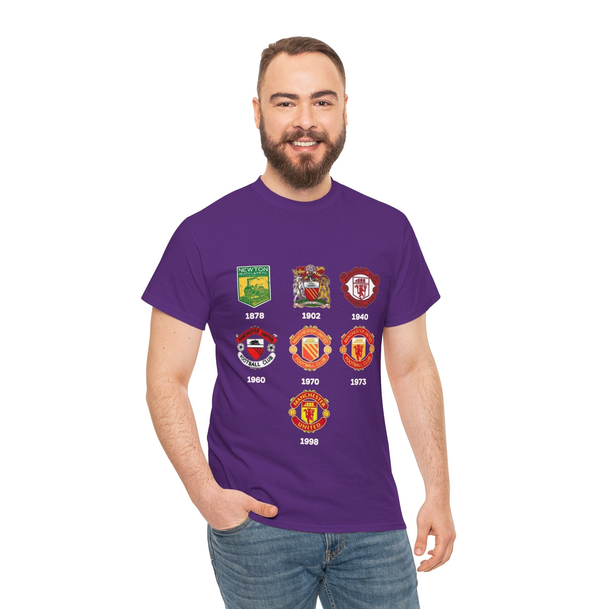 Manchester United Crest Evolution T-Shirt — Vintage Club Logo Timeline Tee