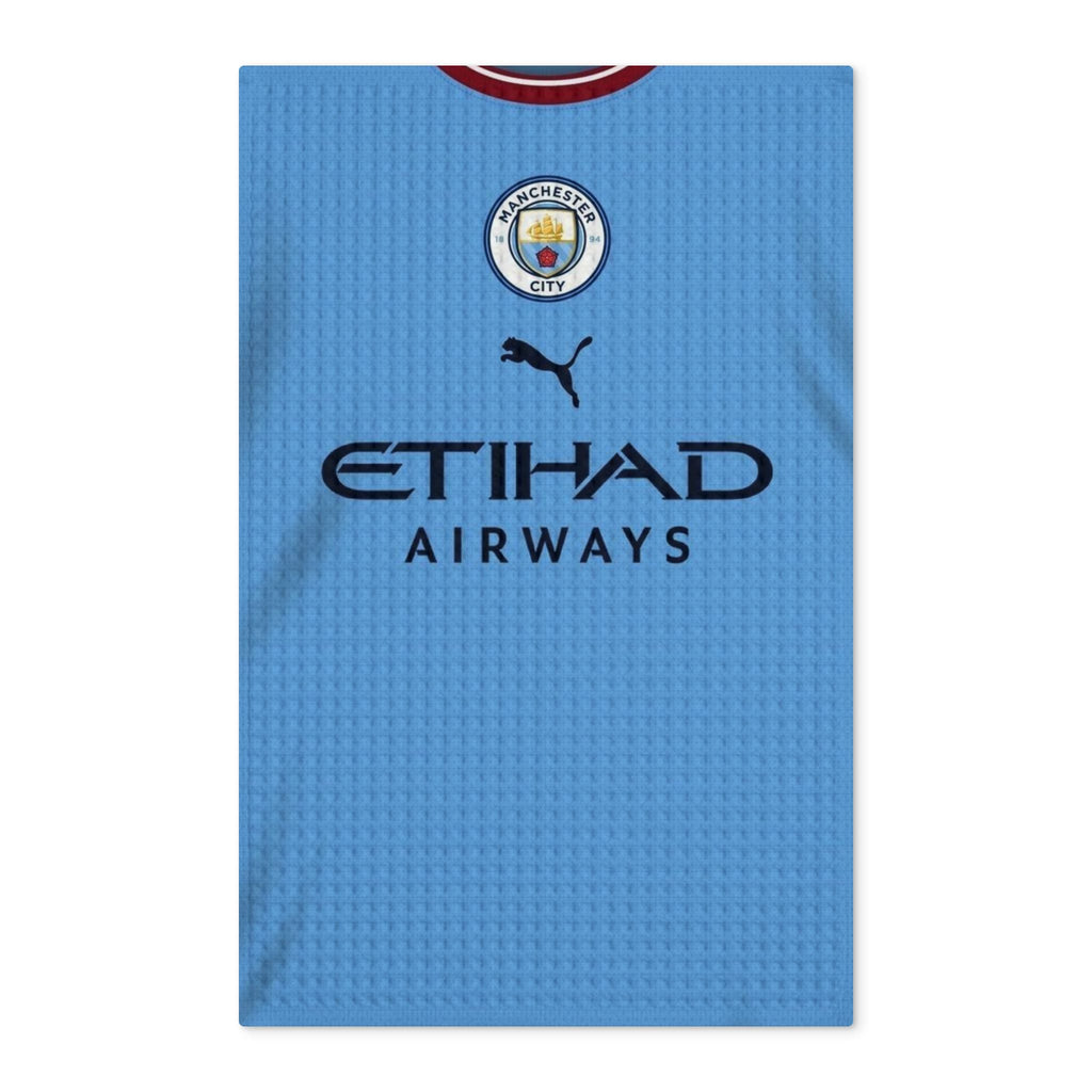 Manchester City Football Jersey Waffle Tea Towel — Double-Sided Etihad Design