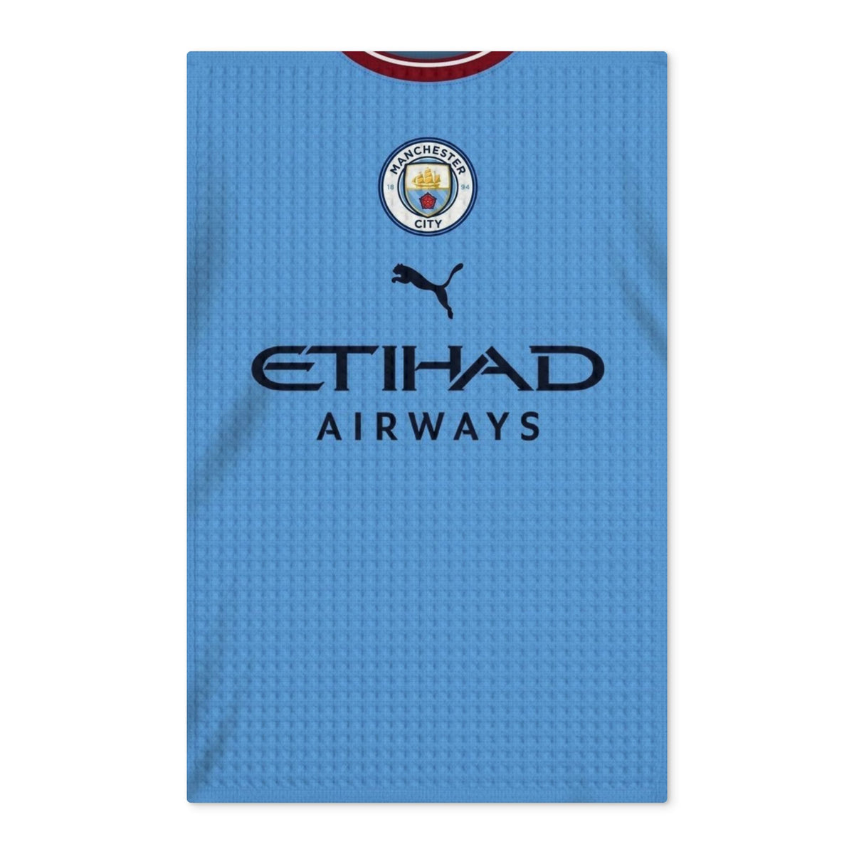 Manchester City Football Jersey Waffle Tea Towel — Double-Sided Etihad Design