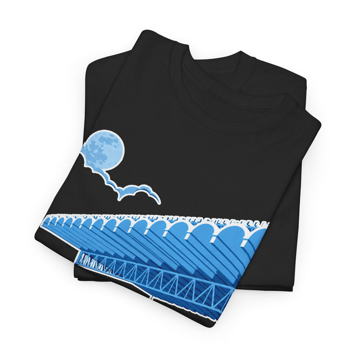 Manchester City Maine Road, Main Stand Cotton T-Shirt — Blue Retro Sports Venue Tee