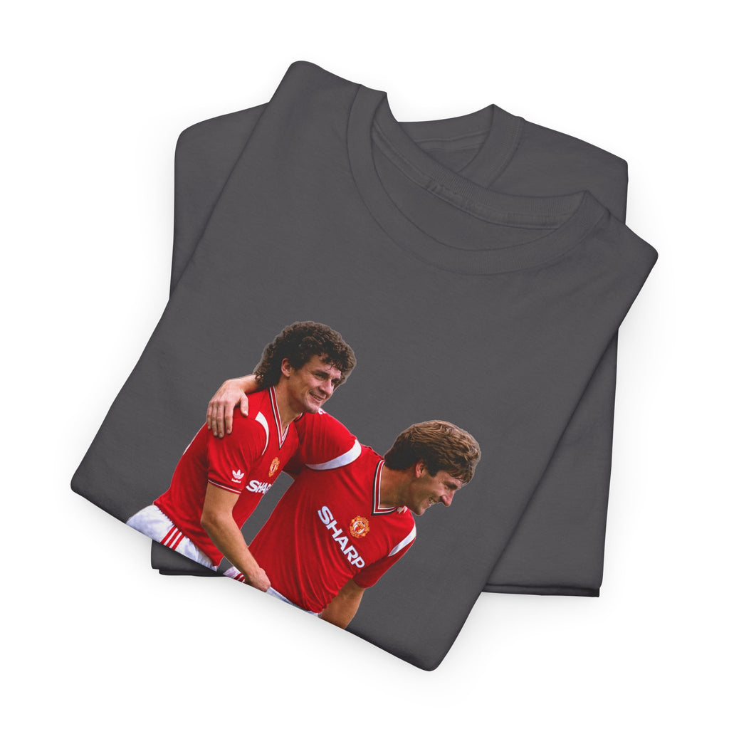 Hughes and Whiteside Manchester United Legend Teammates Graphic Cotton T-Shirt / Tee
