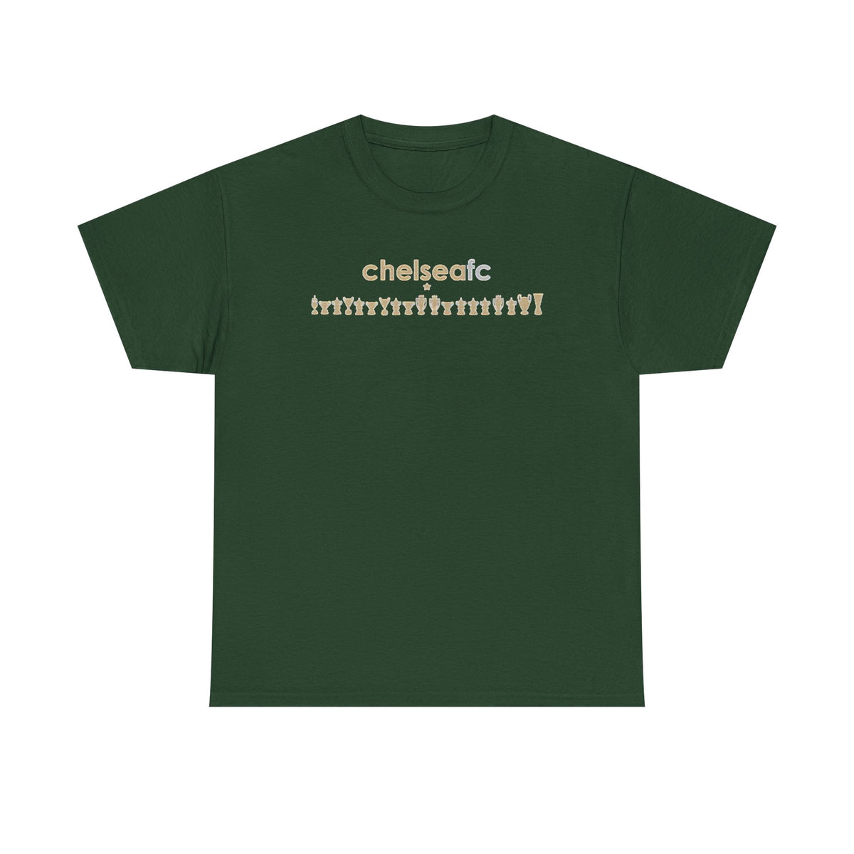 Chelsea FC Retro Silhouette Tee — Beige Logo Football Fans Shirt