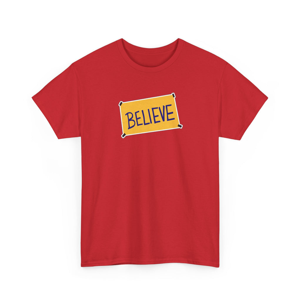 Ted Lasso Inspired Believe Graphic Tee — Inspirational Yellow Patch T-Shirt