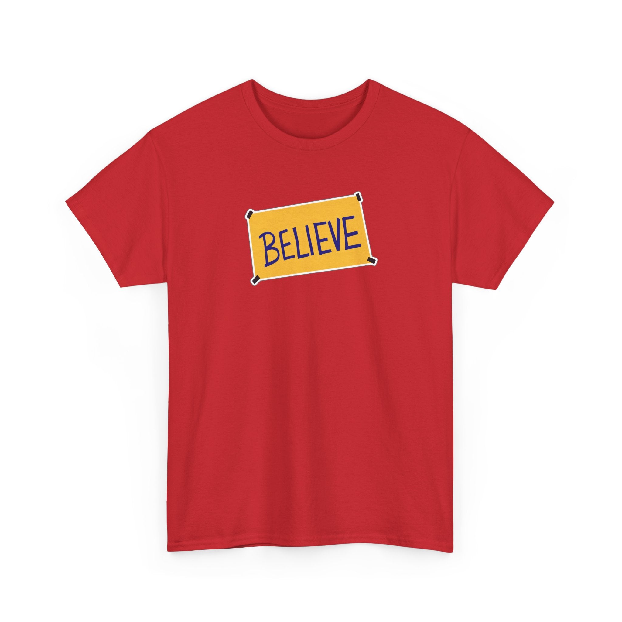 Ted Lasso Inspired Believe Graphic Tee — Inspirational Yellow Patch T-Shirt