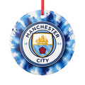 Manchester City Ceramic Ornament — Double-Sided Blue Tie-Dye Holiday Decoration
