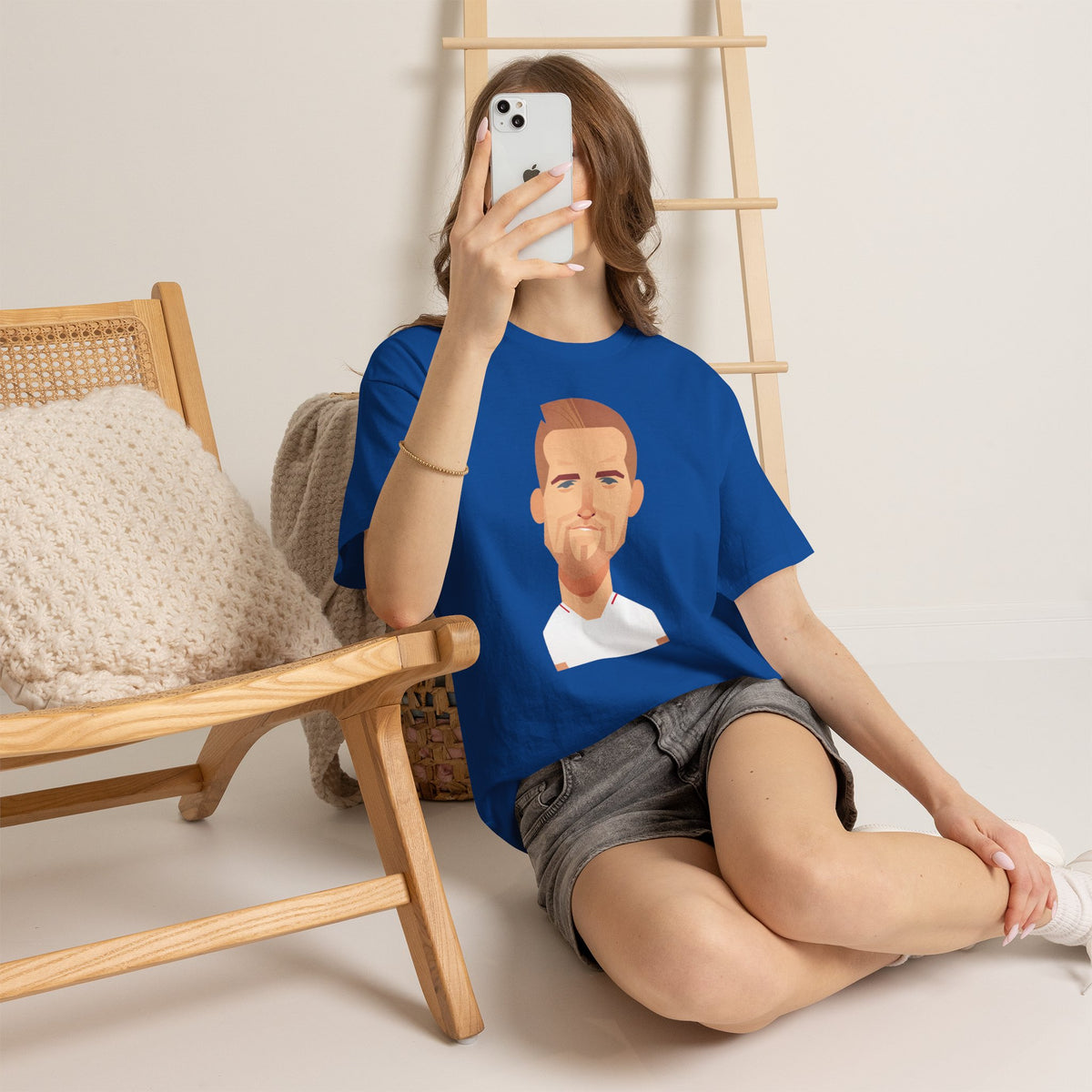 Harry Kane England Caricature Portrait Tee — Minimal Male Face Graphic Cotton T-Shirt