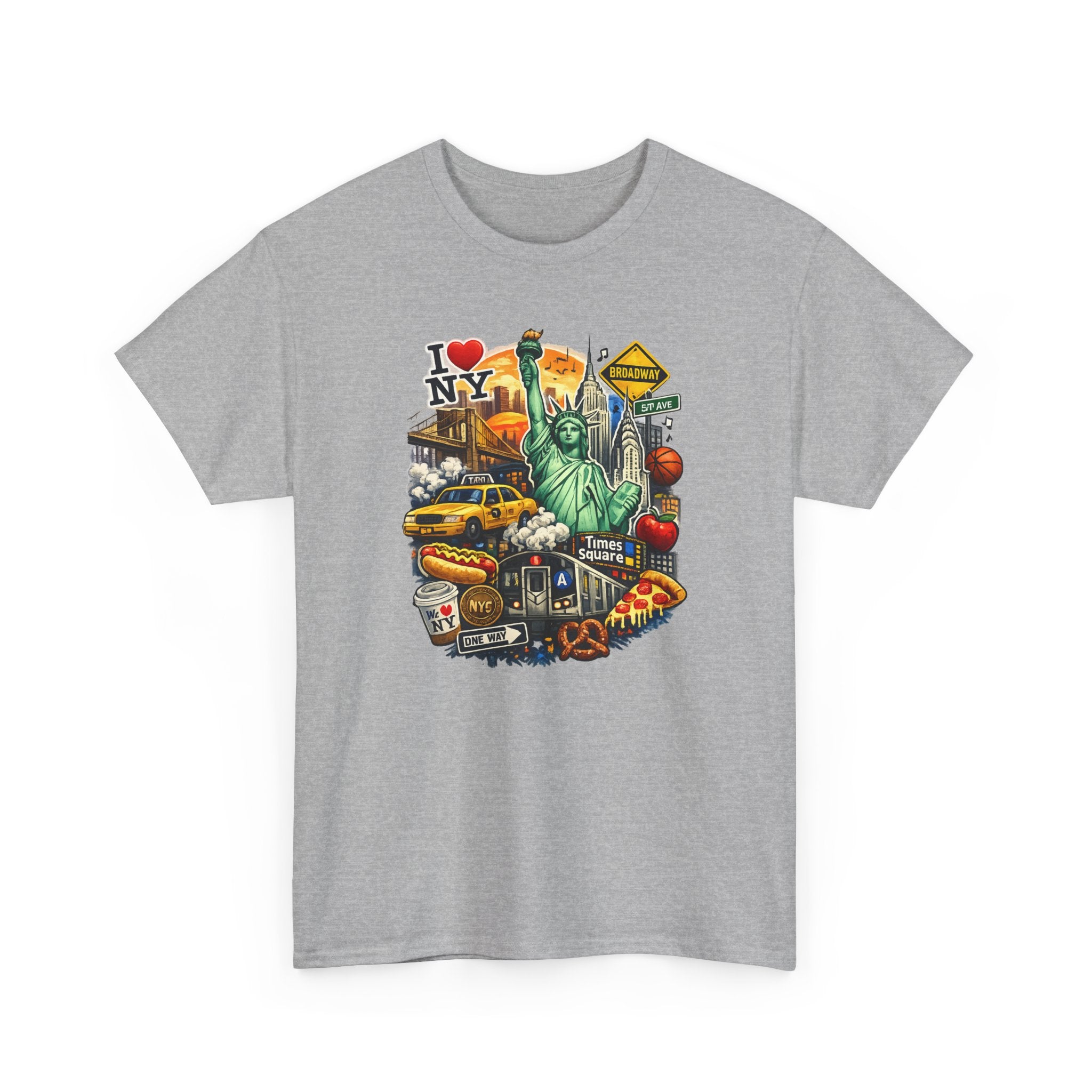 New York City Icons T-Shirt — Statue of Liberty, Taxi & I  NY Collage Tee
