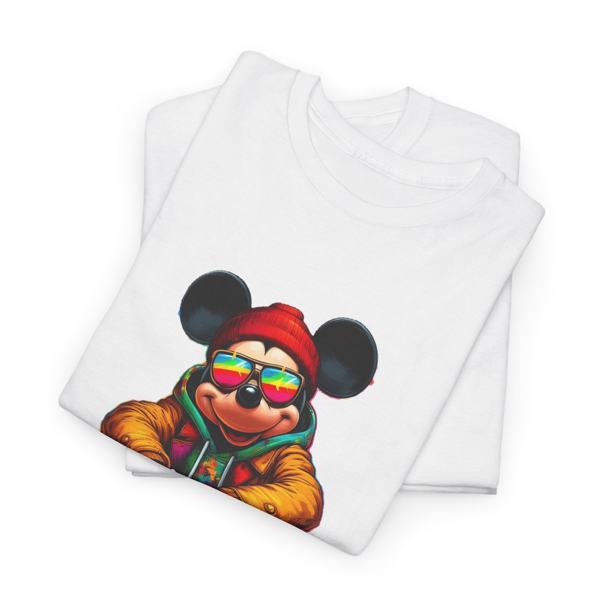Mickey Mouse Streetwear Graphic Tee — Hip-Hop Mouse Character Sitting in Sneakers