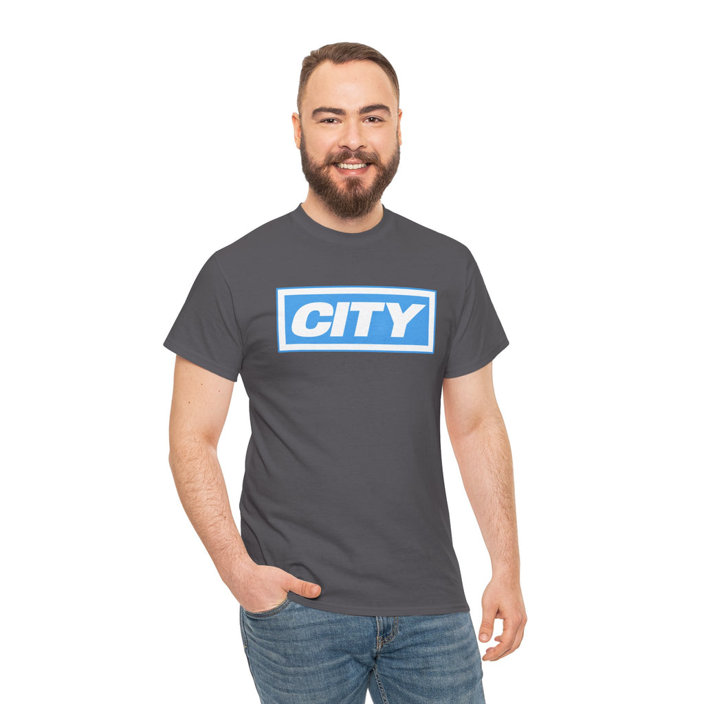City Logo T-Shirt — Bold Blue Box Graphic Tee