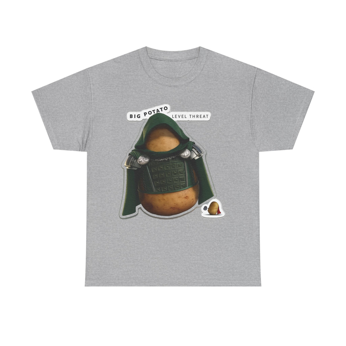 Big Potato "Level Threat" Doom Tee — Funny Potato Soldier Graphic T-Shirt
