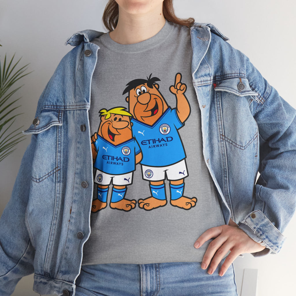 Manchester City The Flintstones Etihad Airways Cartoon Cotton T-Shirt