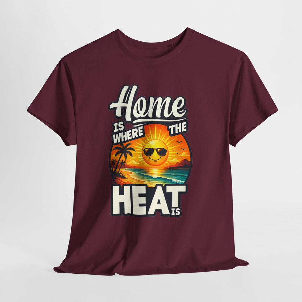 Home Is Where The Heat Is T-Shirt — Retro Beach Sunset Tee