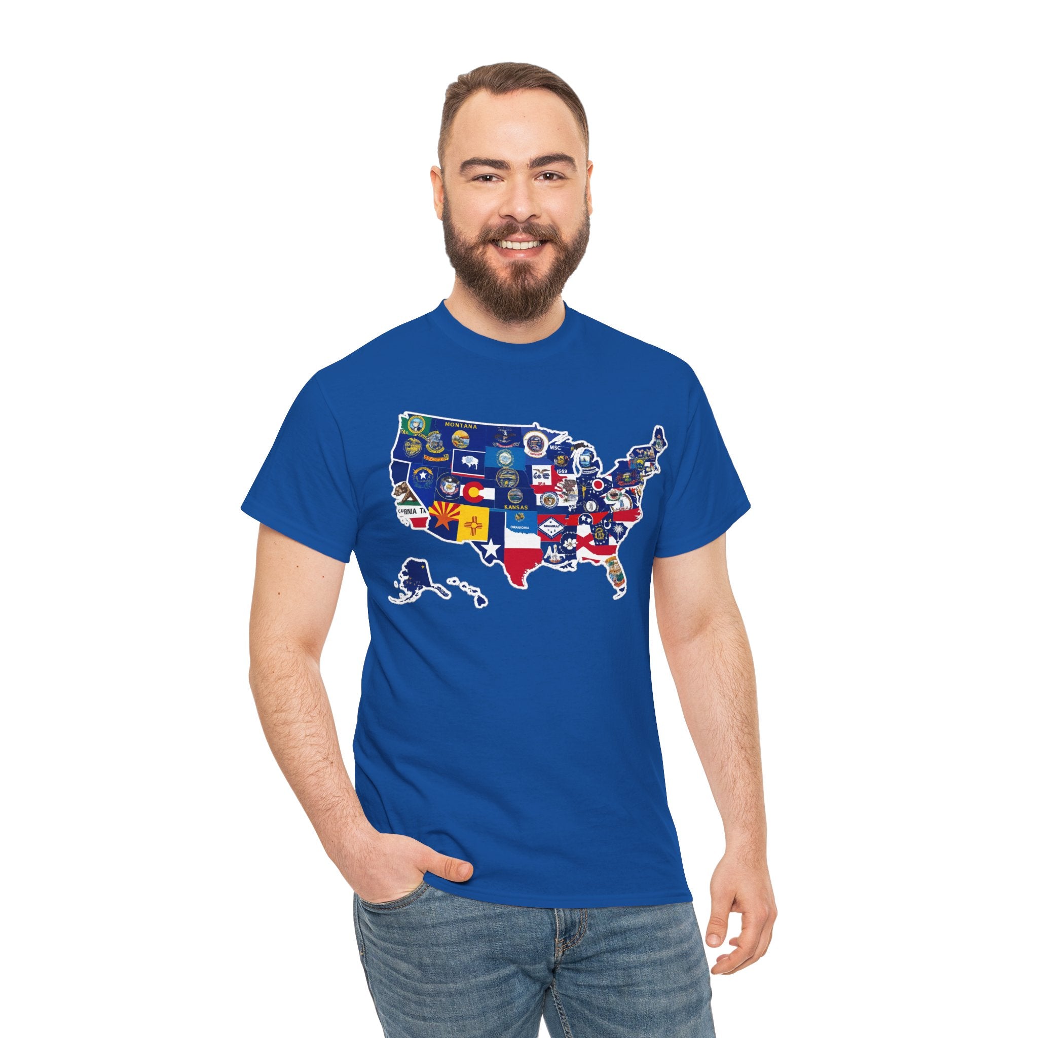 USA Map Flag T-Shirt — United States State Flag Map Tee