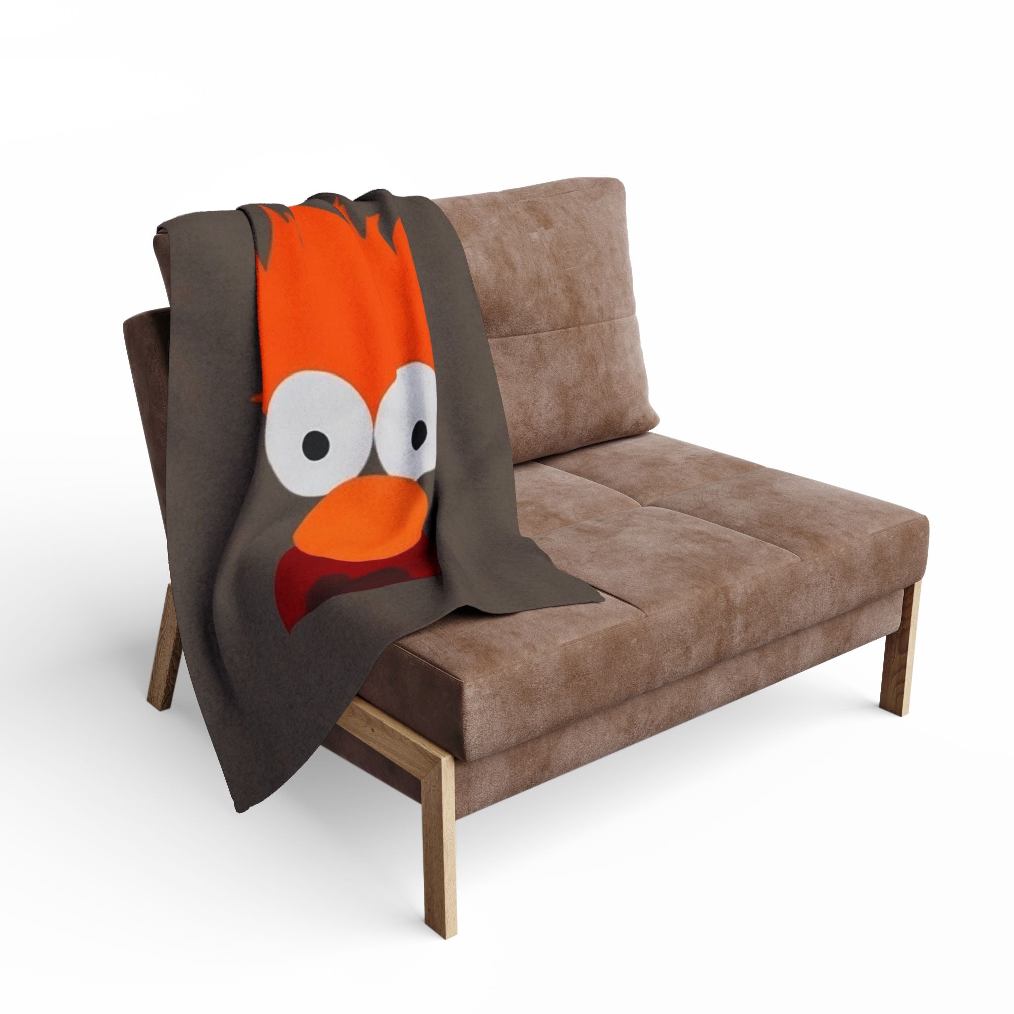Becker Inspired Orange Fuzzy Character Fleece Blanket – Cute Cartoon Face Cozy Throw