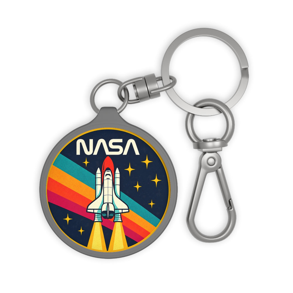 NASA Retro Rocket Keyring Tag — Vintage Space Shuttle Keychain