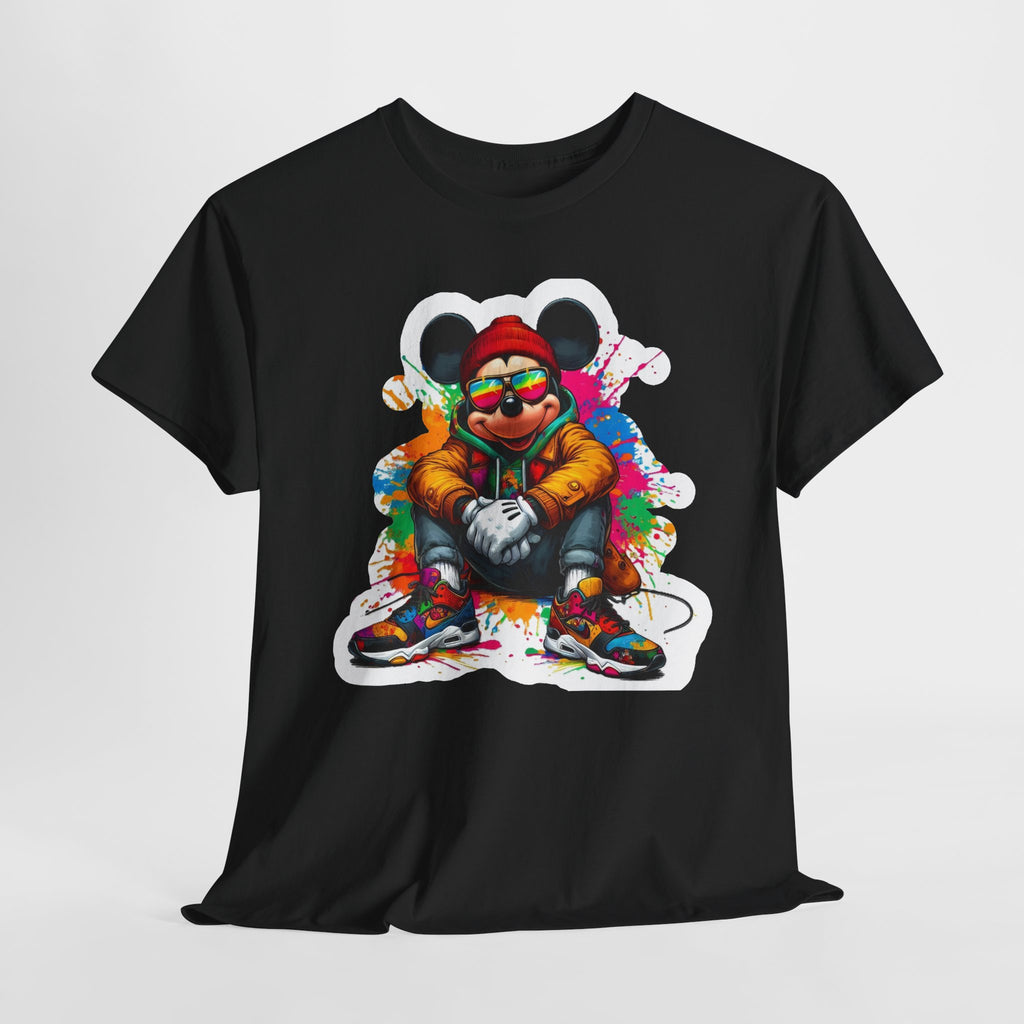 Streetwear Mouse Graphic Tee — Colorful Urban Hip-Hop Cartoon Shirt