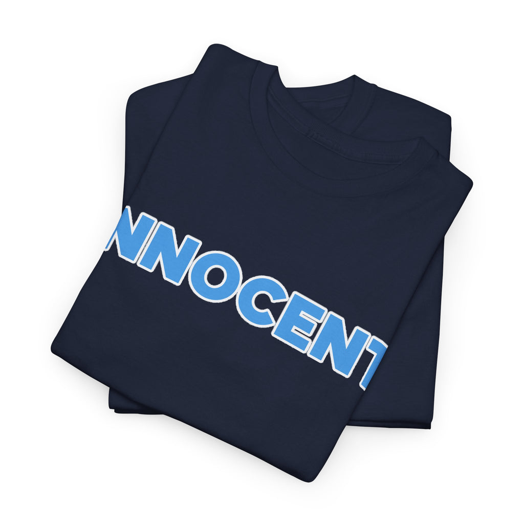Innocent Graphic Tee — Bold Blue Statement Cotton T-Shirt