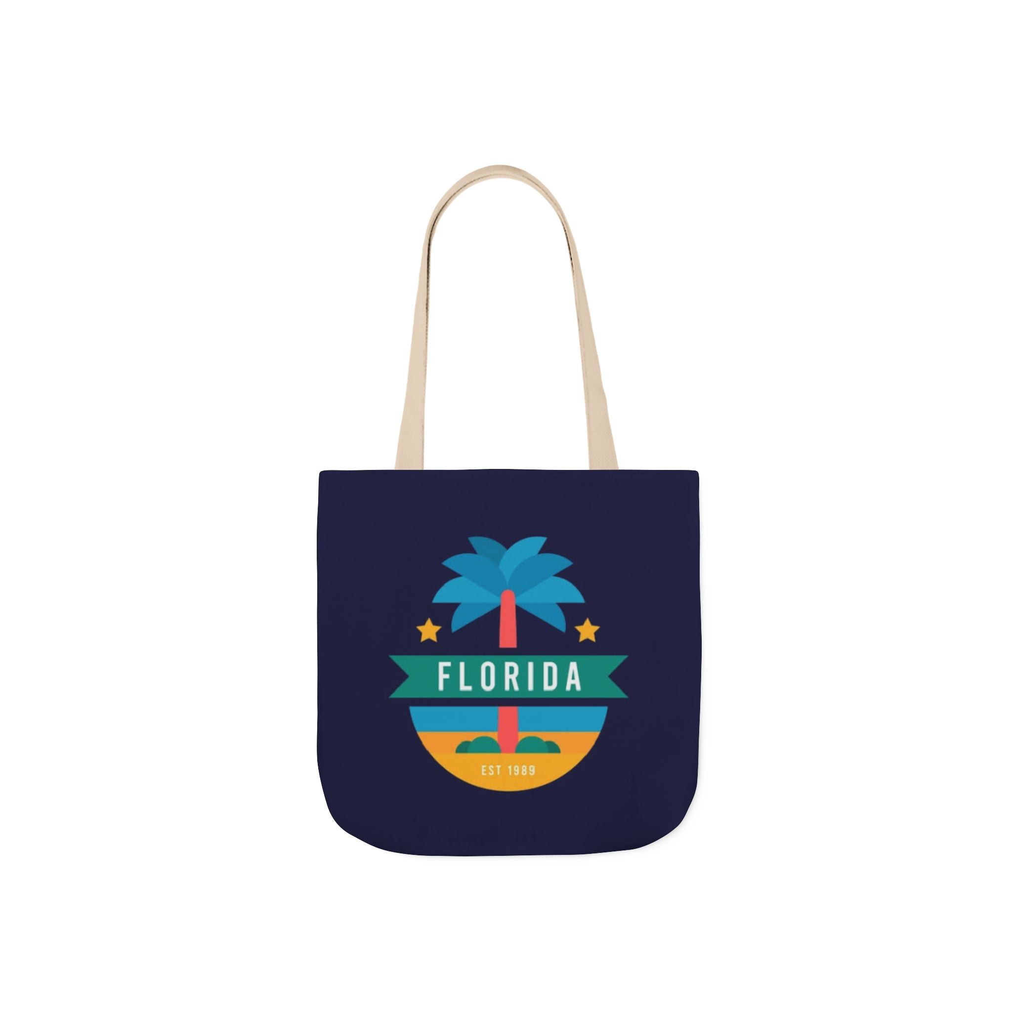Florida Palm Beach Canvas Tote Bag — Retro Sunshine Travel Tote