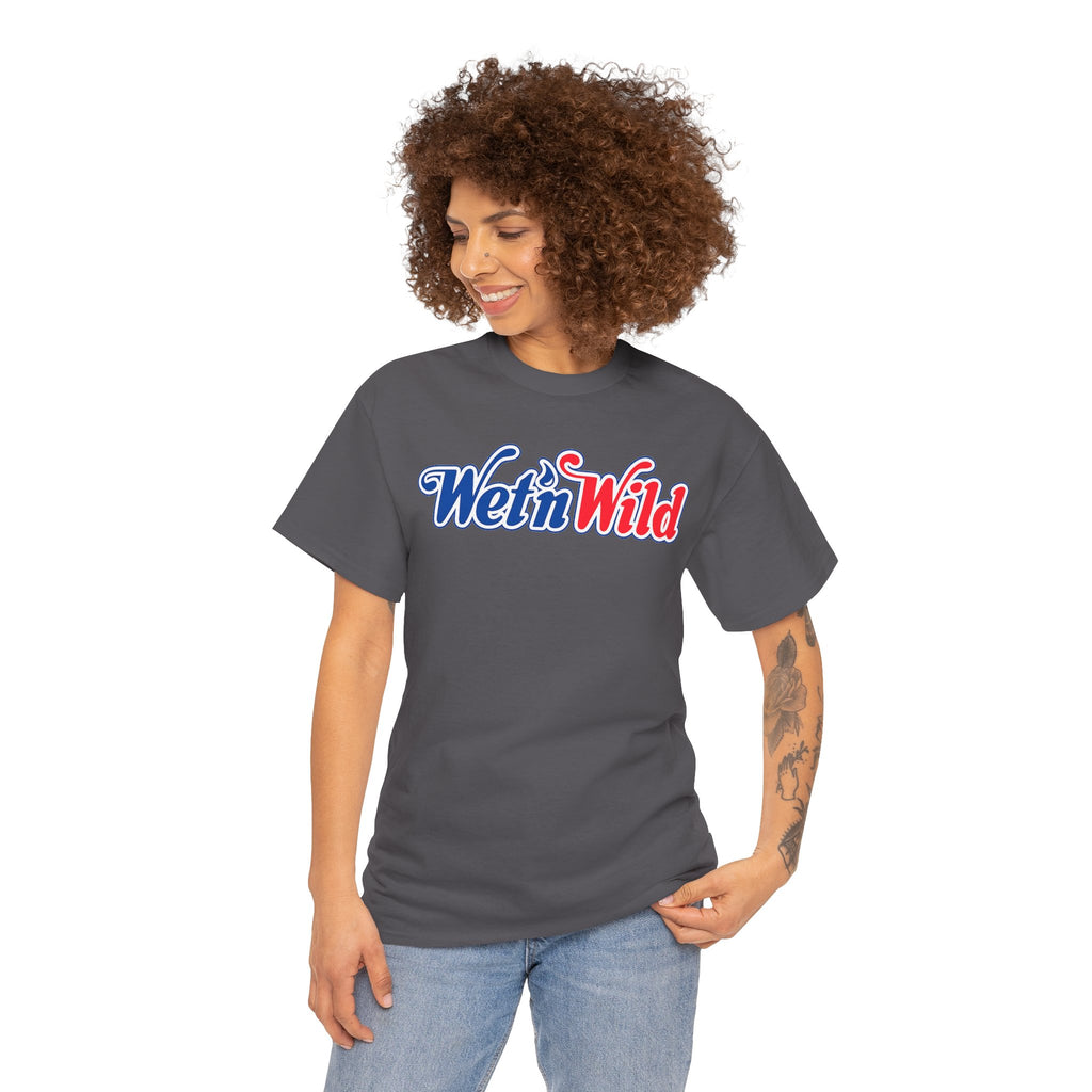 Wet 'n Wild Retro Script T-Shirt — Red & Blue Patriotic Graphic Tee