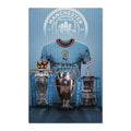 Manchester City Trophy Tea Towel — Waffle Double-Sided Football Kitchen Towel
