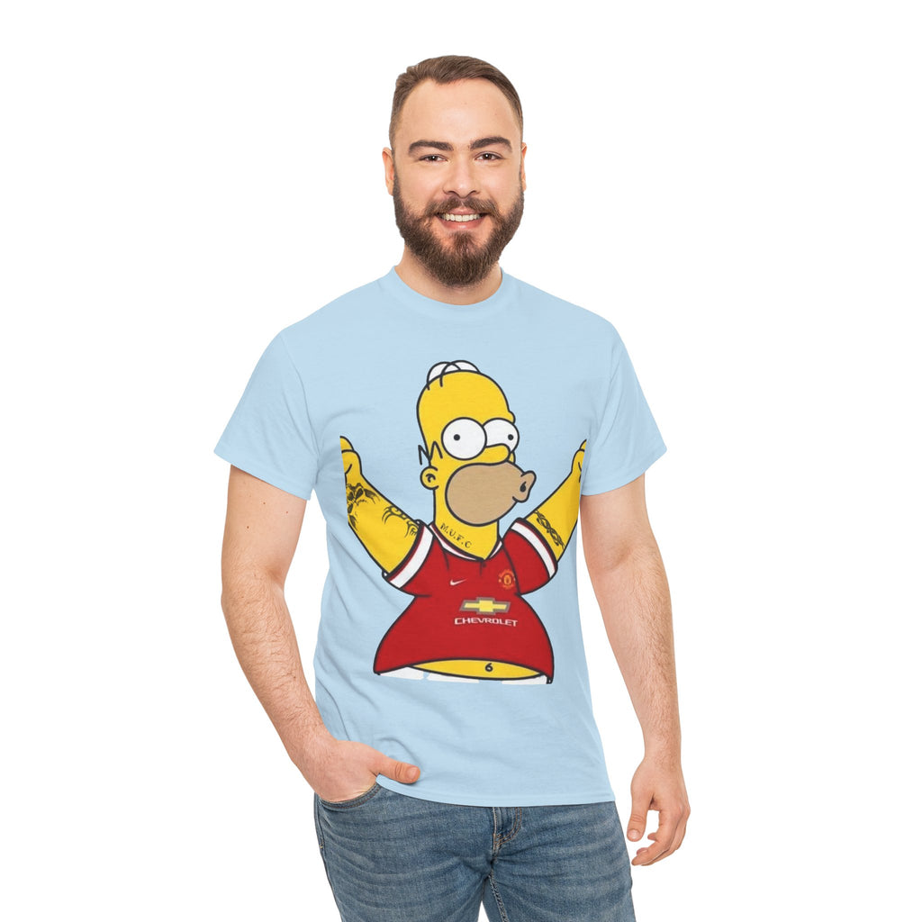 Homer Simpson Manchester Fan T-Shirt — Cartoon Football Supporter Tee