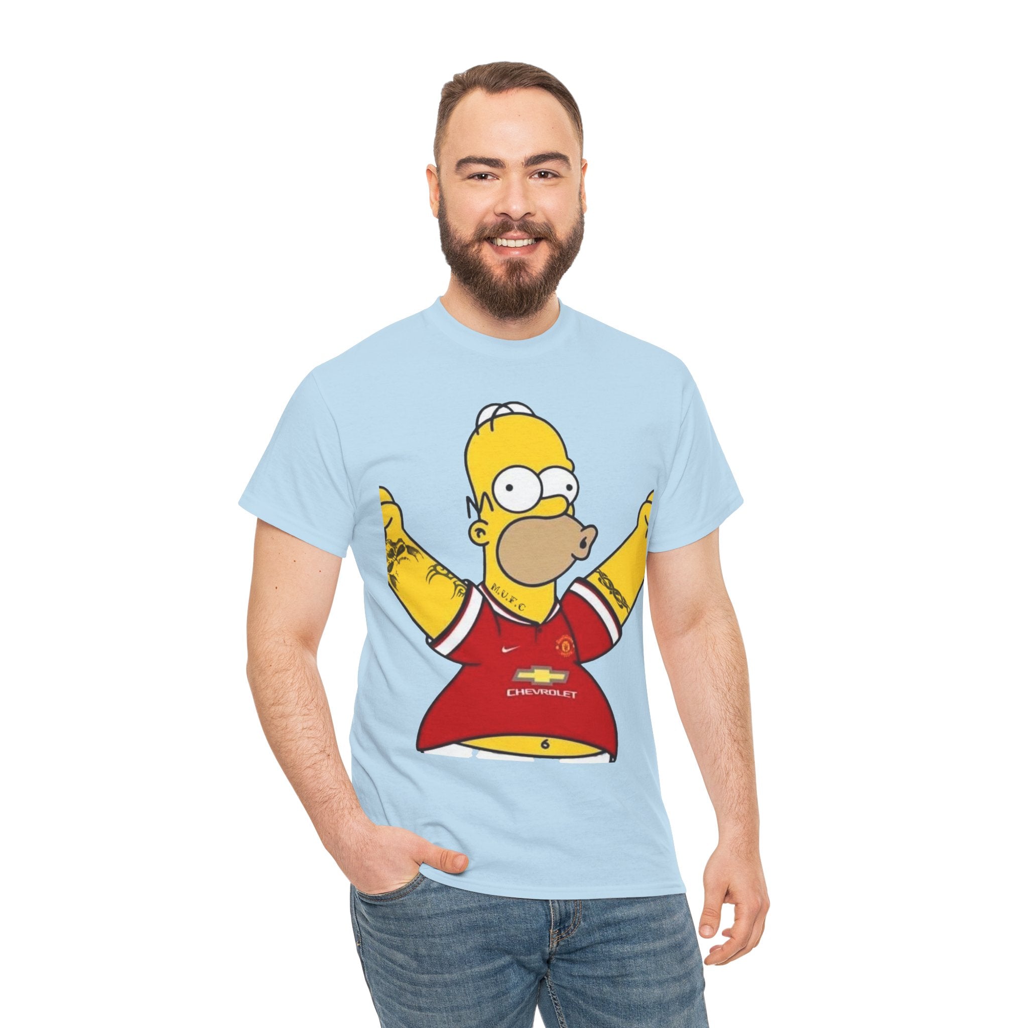 Homer Simpson Manchester Fan T-Shirt — Cartoon Football Supporter Tee