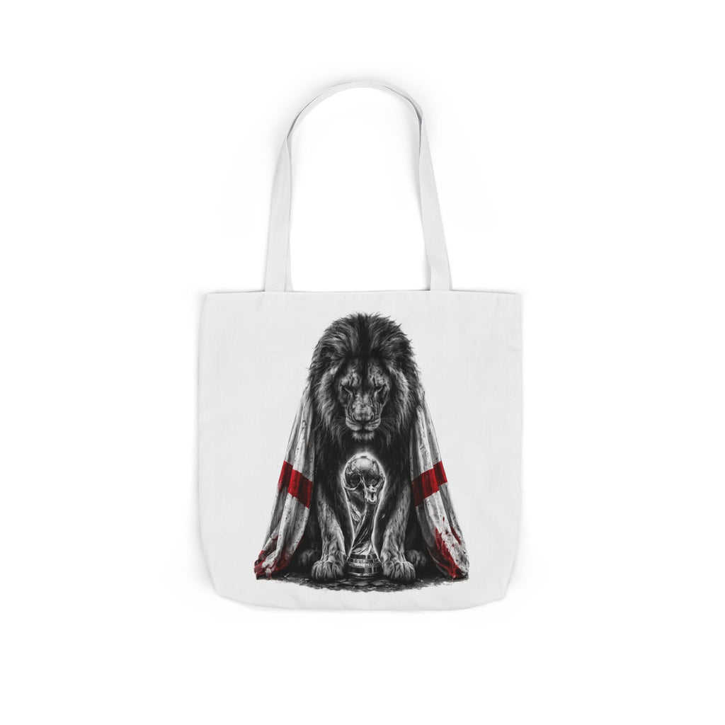England Lion Guardian Canvas Tote — Protective Lion & Cub Illustration Tote Bag