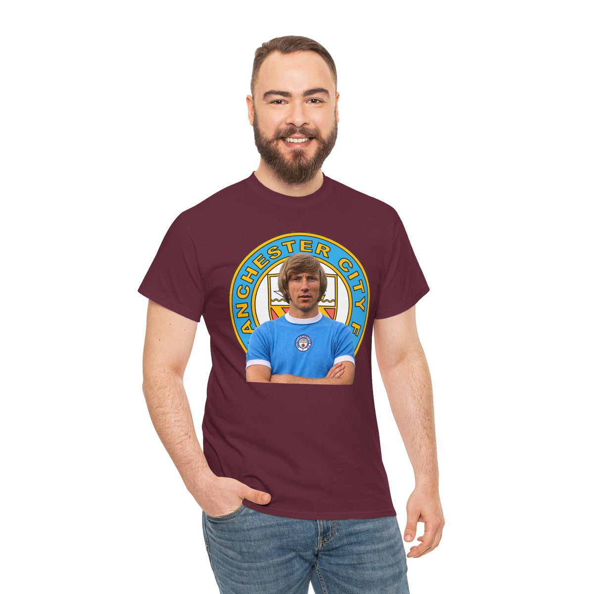 Colin Bell Manchester City Legend Cotton Tee — Retro Player Graphic